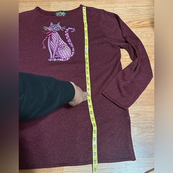 BOB MACKIE Wearable Art “cat” Graphic Print Scoop Neck Sweater Size L - Picture 3 of 6